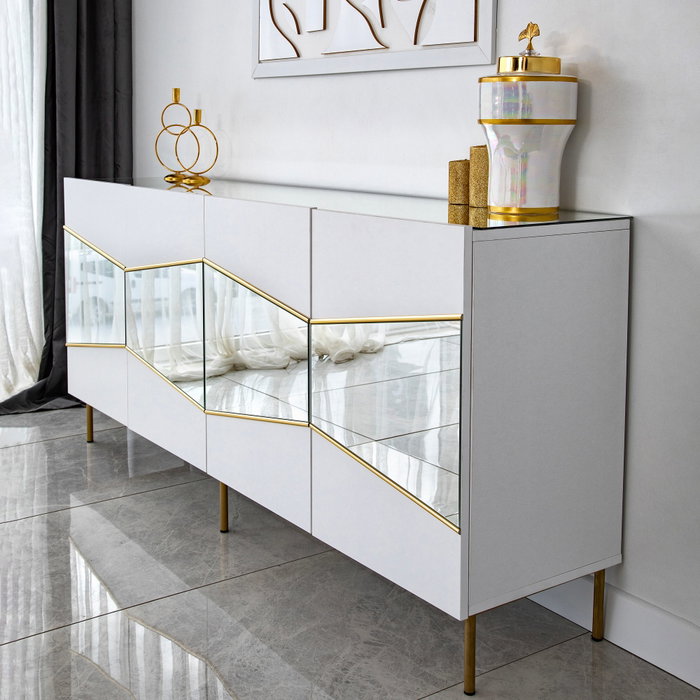 Hanah Home Consola Nice Blanco y Oro